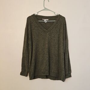 Olive V-Neck Women's Sweater